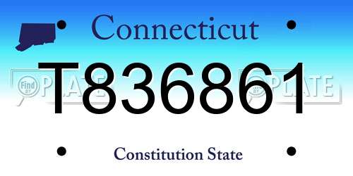 T836861 Connecticut License Plate