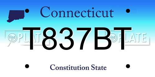 T837BT Connecticut License Plate