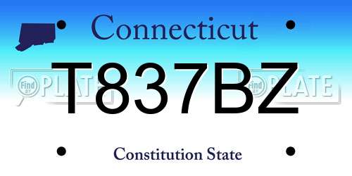 T837BZ Connecticut License Plate