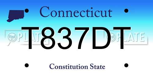T837DT Connecticut License Plate