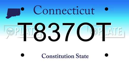 T837OT Connecticut License Plate