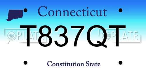 T837QT Connecticut License Plate