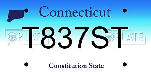T837ST Connecticut License Plate