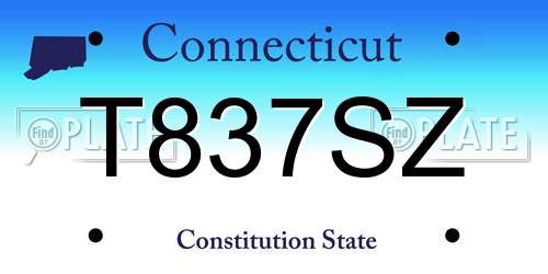 T837SZ Connecticut License Plate