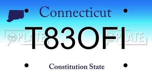 T83OFI Connecticut License Plate