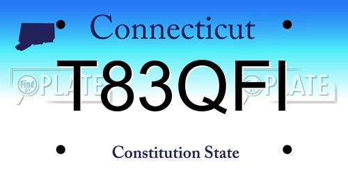 T83QFI Connecticut License Plate