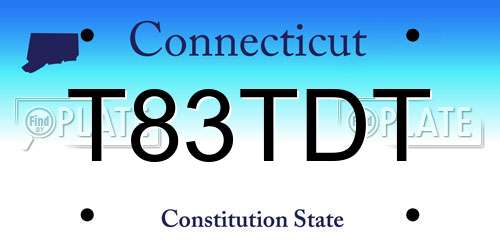 T83TDT Connecticut License Plate