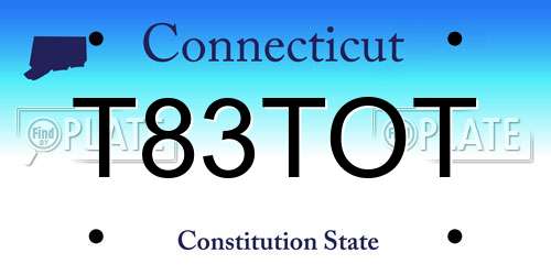 T83TOT Connecticut License Plate