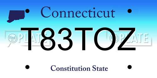 T83TOZ Connecticut License Plate
