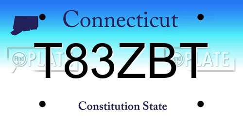 T83ZBT Connecticut License Plate