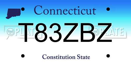 T83ZBZ Connecticut License Plate