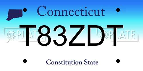 T83ZDT Connecticut License Plate