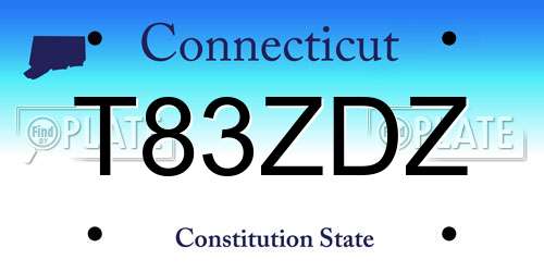 T83ZDZ Connecticut License Plate