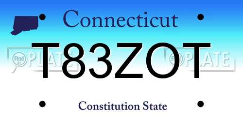 T83ZOT Connecticut License Plate