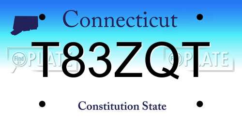 T83ZQT Connecticut License Plate