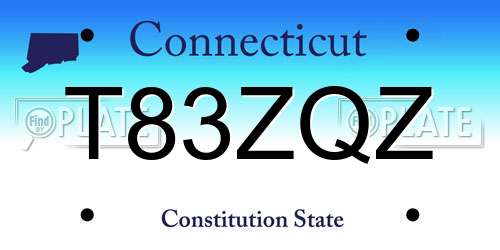 T83ZQZ Connecticut License Plate