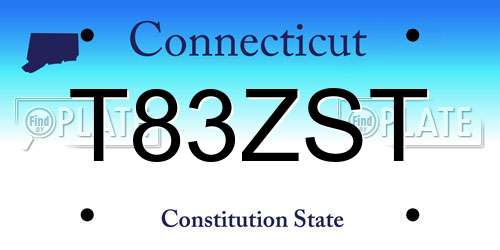 T83ZST Connecticut License Plate