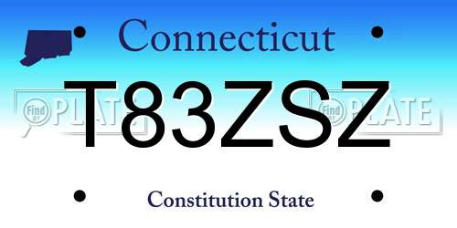 T83ZSZ Connecticut License Plate