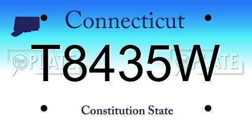 T8435W Connecticut License Plate