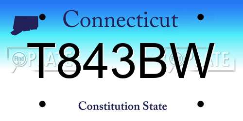 T843BW Connecticut License Plate