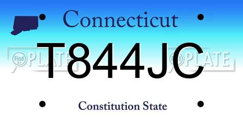 T844JC Connecticut License Plate