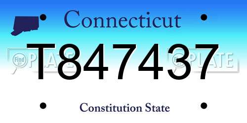 T847437 Connecticut License Plate