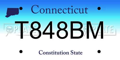 T848BM Connecticut License Plate