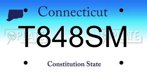 T848SM Connecticut License Plate
