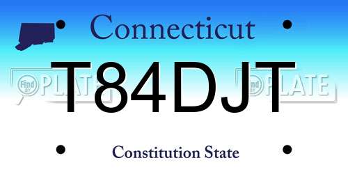 T84DJT Connecticut License Plate