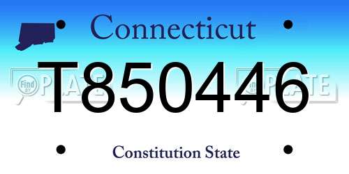 T850446 Connecticut License Plate