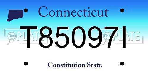 T85097I Connecticut License Plate