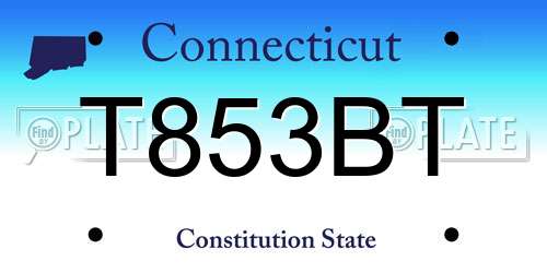 T853BT Connecticut License Plate