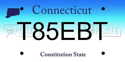 T85EBT Connecticut License Plate