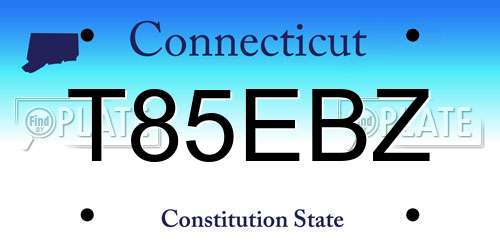 T85EBZ Connecticut License Plate