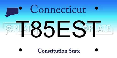 T85EST Connecticut License Plate