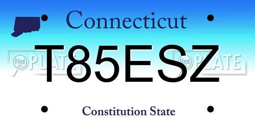 T85ESZ Connecticut License Plate