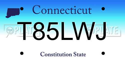 T85LWJ Connecticut License Plate