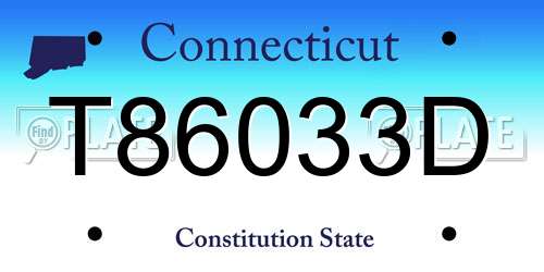 T86033D Connecticut License Plate