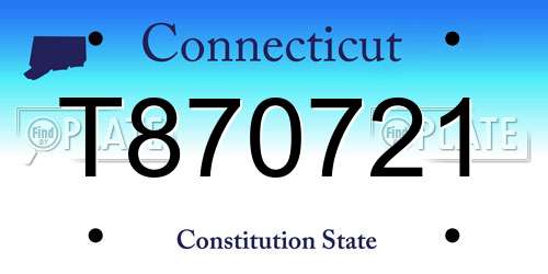 T870721 Connecticut License Plate