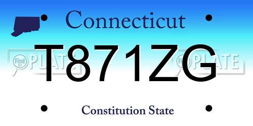 T871ZG Connecticut License Plate