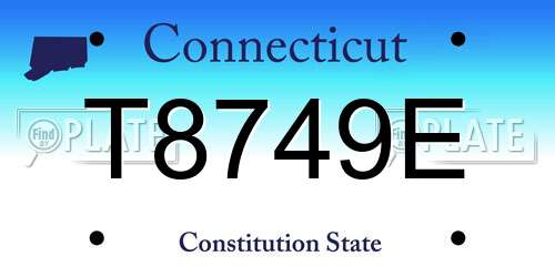 T8749E Connecticut License Plate