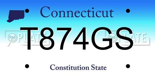 T874GS Connecticut License Plate