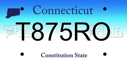 T875RO Connecticut License Plate