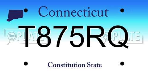 T875RQ Connecticut License Plate