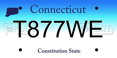T877WE Connecticut License Plate