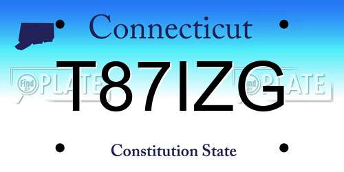 T87IZG Connecticut License Plate