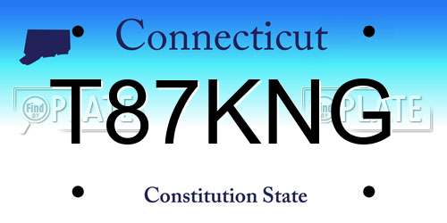 T87KNG Connecticut License Plate