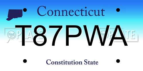 T87PWA Connecticut License Plate