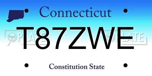 T87ZWE Connecticut License Plate