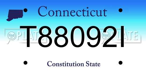 T88092I Connecticut License Plate